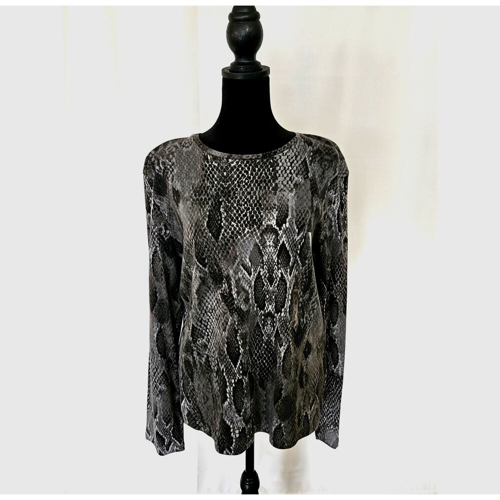 Jones New York Signature Snake Print Long Sleeve Tee - XL